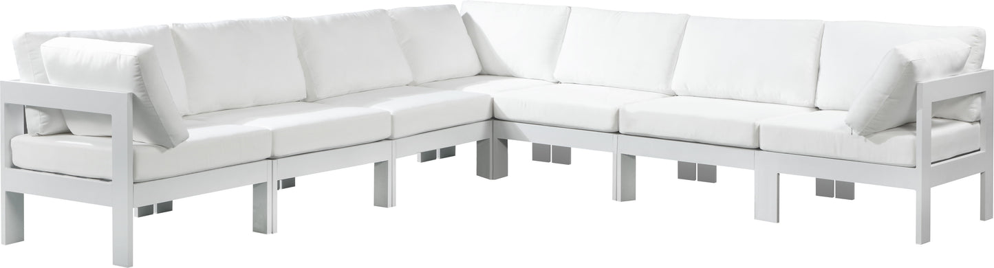 Nizuc - Outdoor Patio Modular Sectional 7 Piece - White - Metal