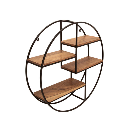 Metal Round Wall Shelf - Brown