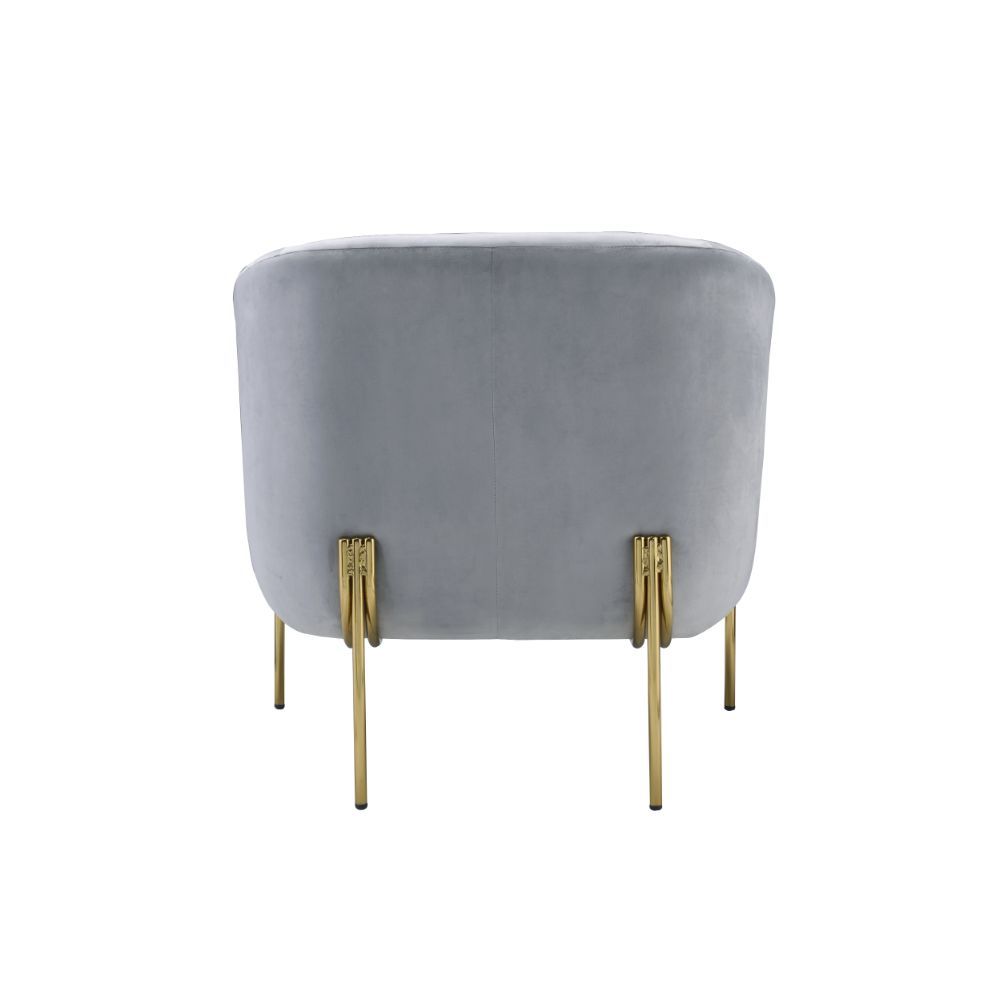 Carlson - Accent Chair - Gray Velvet & Gold