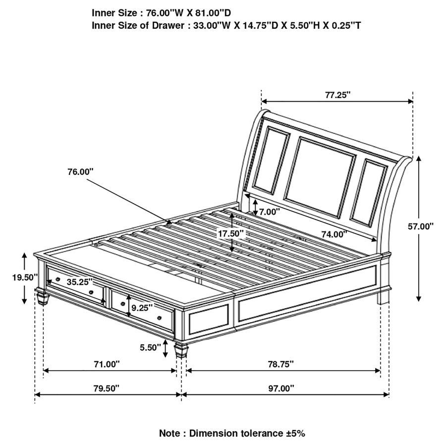 Sandy Beach - Storage Sleigh Bed