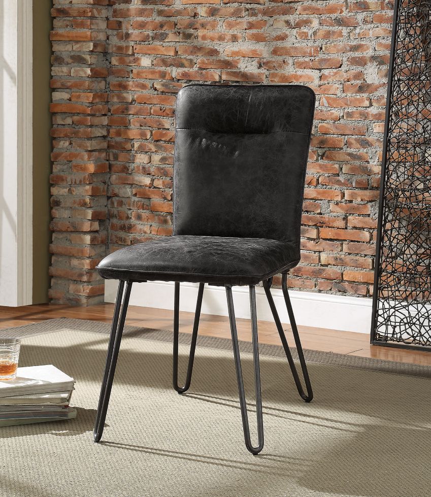 Orchards - Side Chair (Set of 2) - Antique Ebony Top Grain Leather & Antique Black