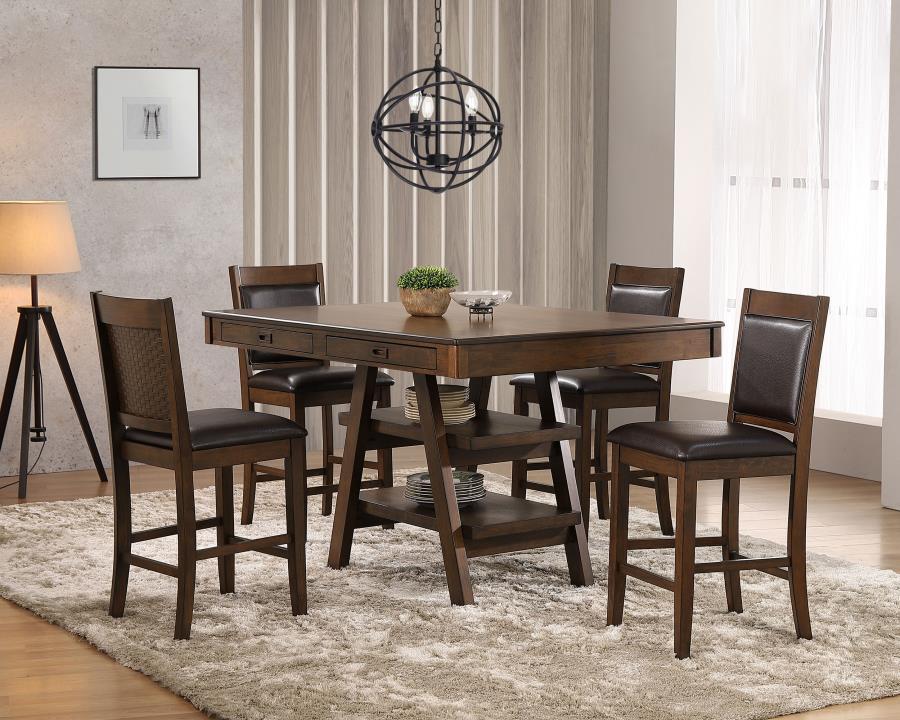 Dewey - Counter Height Table 5 Piece Set - Dark Brown