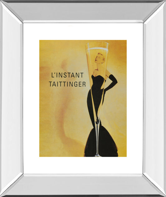 Taittinger - Mirror Framed Print Wall Art- Yellow