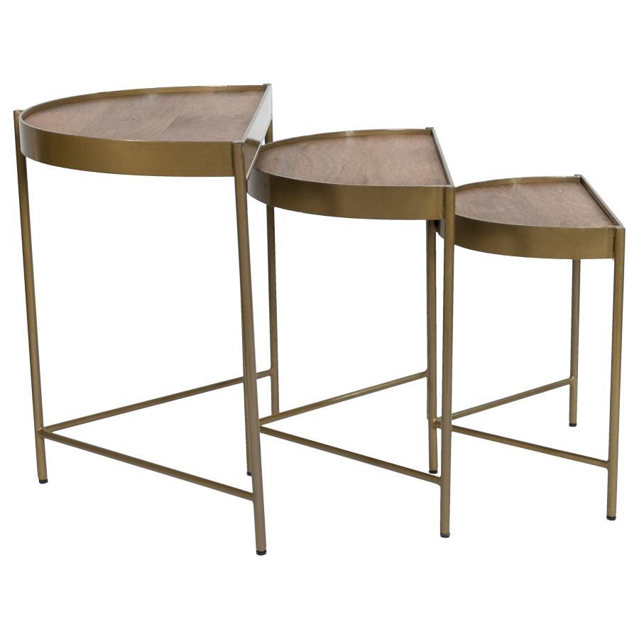 3 Pieces Nesting Tables - Brown / Gold