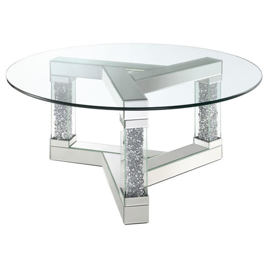 Octave - Square Post Legs Round Coffee Table Mirror