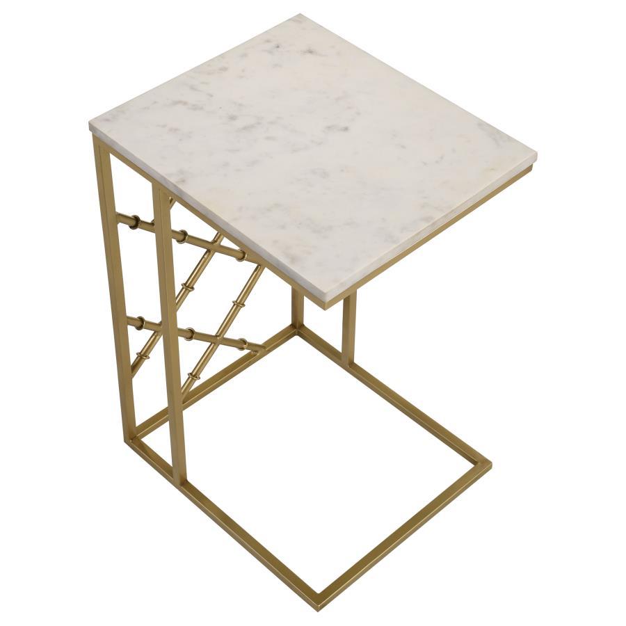 Angeliki - C-shape Accent Table - White And Yellow