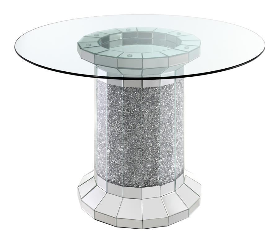 Ellie - Pedestal Round Glass Top Counter Height Table Mirror