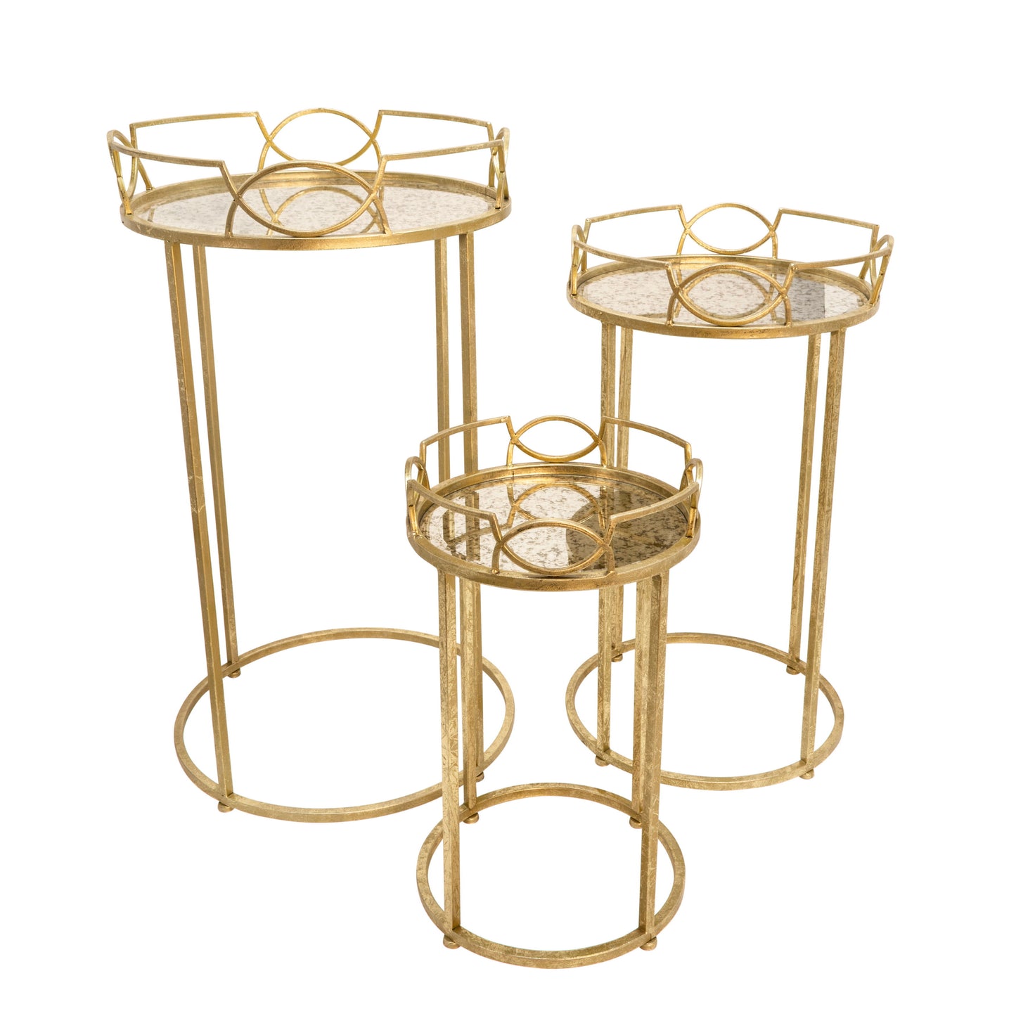 Accent Tables Aged Mirror Top (Set of 3) - Gold