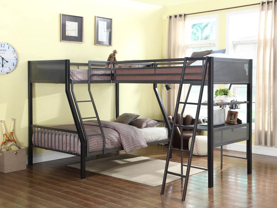 Meyers - 2 Piece Set (Twin Over Full Bunk Bed and Loft Add-On) - Black