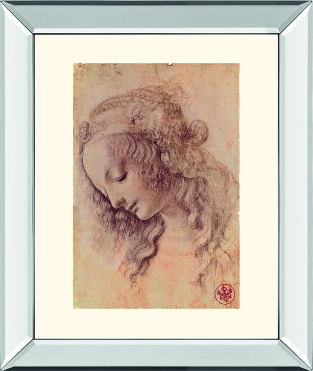 Testa Di Donna Di Profilo By Leonardo Da Vinci - Mirror Framed Print Wall Art