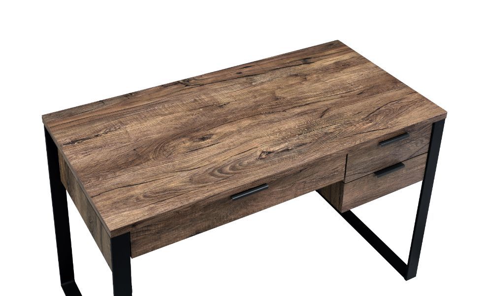 Aflo - Writing Desk - Weathered Oak & Black Finish