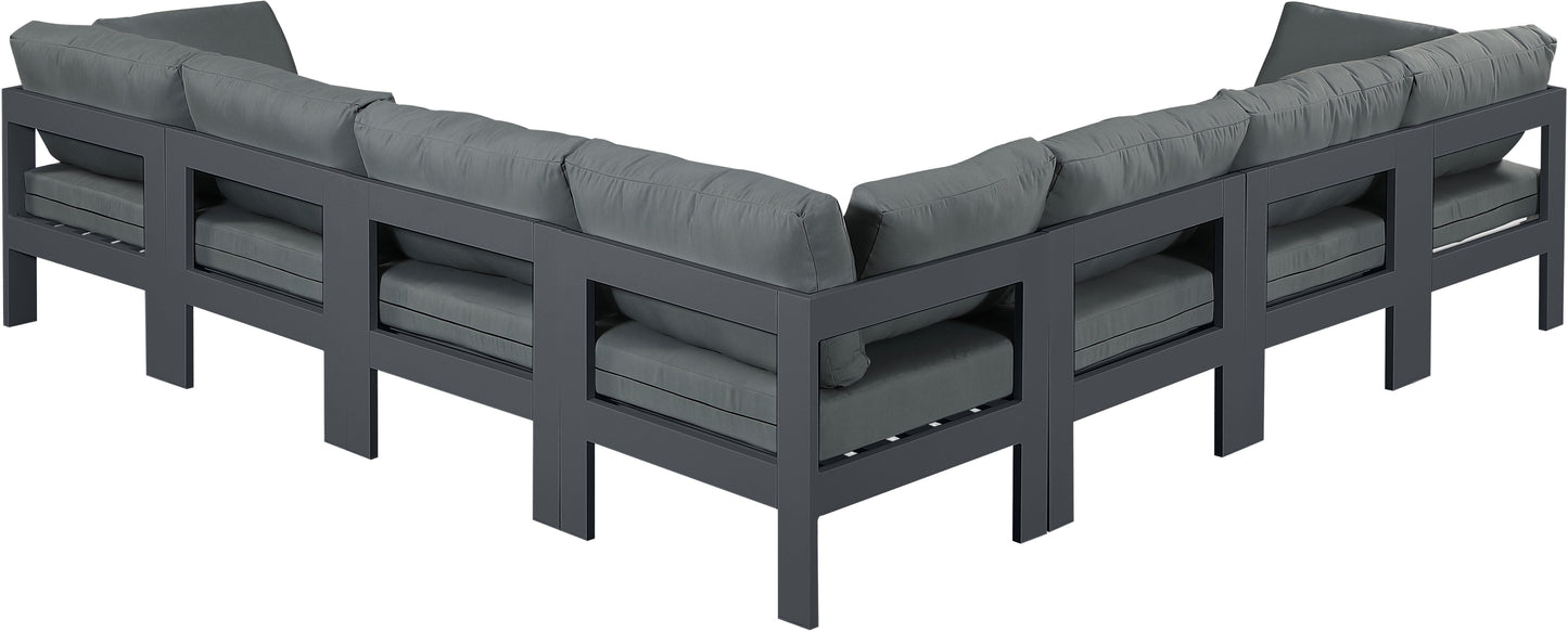 Nizuc - Outdoor Patio Modular Sectional 7 Piece - Gray Dark - Fabric