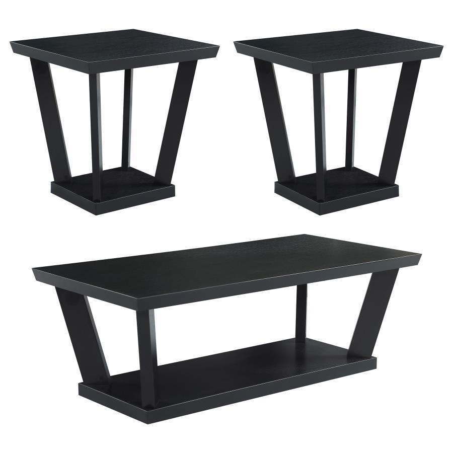 Aminta - 3 Piece Squared Base Table Set - Black