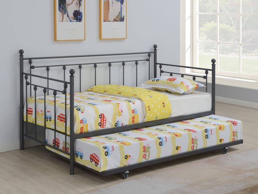 Nocus - Metal Twin Day Bed With Trundle - Black