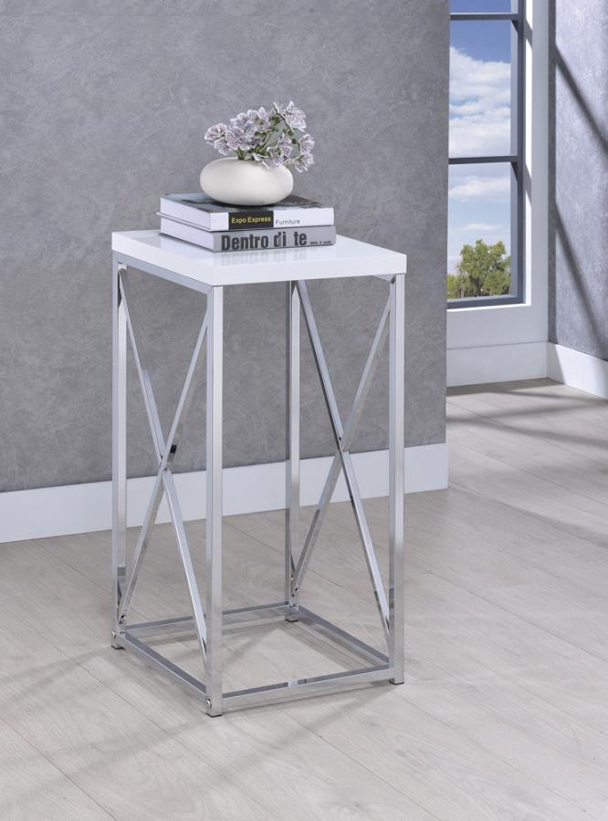 Edmund - Accent Table With X-cross - White
