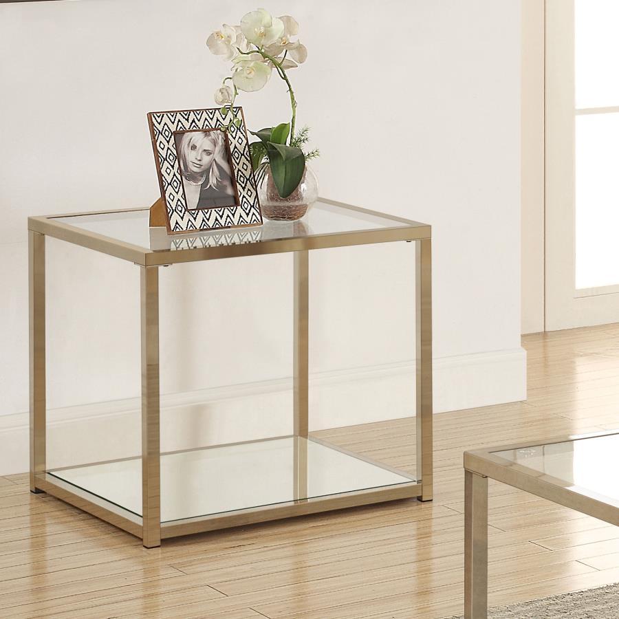 Cora - End Table With Mirror Shelf - Yellow