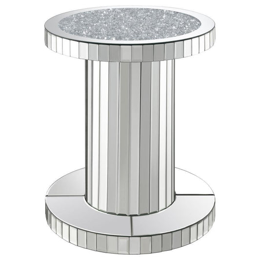 Dorielle - Crystal Inlay Round Top Accent Table Mirror