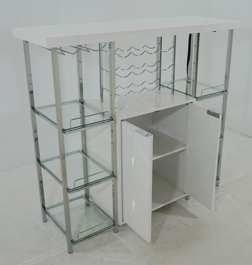 Gallimore - 2-door Bar Cabinet With Glass Shelf - White