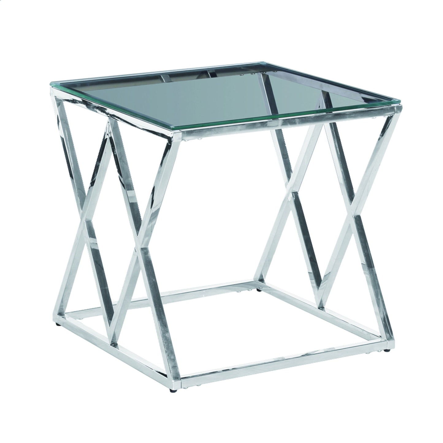 Glass Diamond Accent Table - Silver