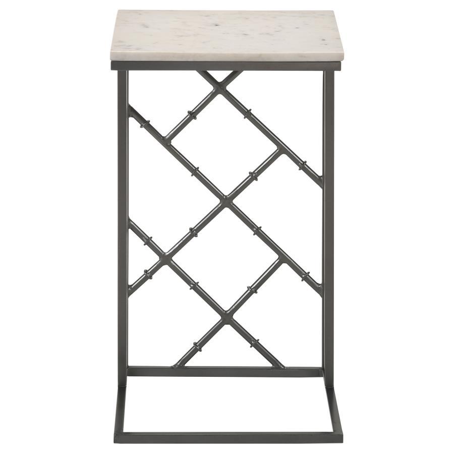 Angeliki - C-shape Accent Table - White And Gray