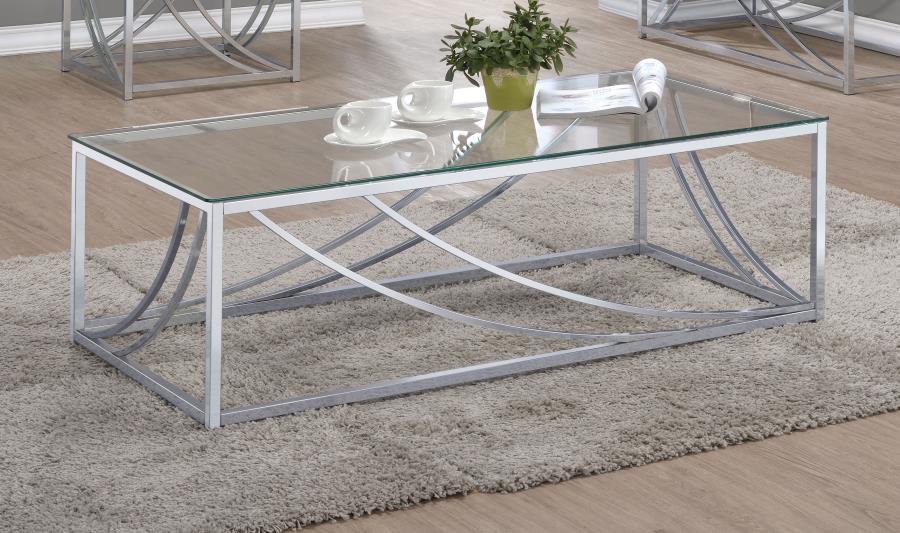 Lille - Glass Top Rectangular Coffee Table - Pearl Silver