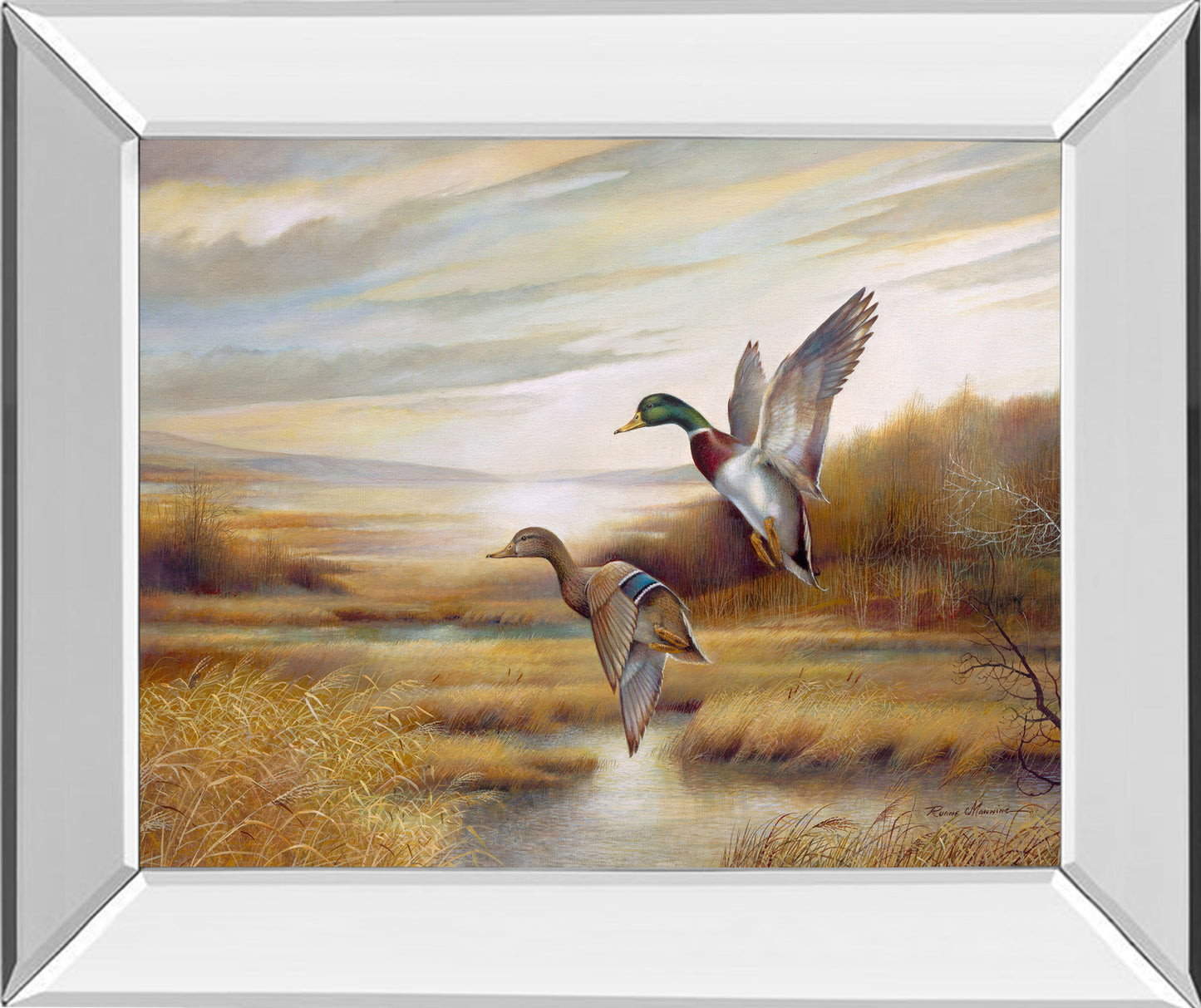 Mallards By Ruanne Manning And Mossy Oak Native Living - Mirror Framed Print Wall Art