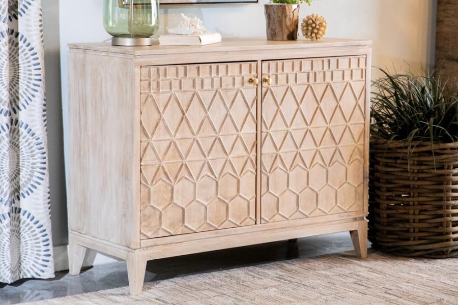 Eberto - 2-door Geometric Accent Cabinet - Beige