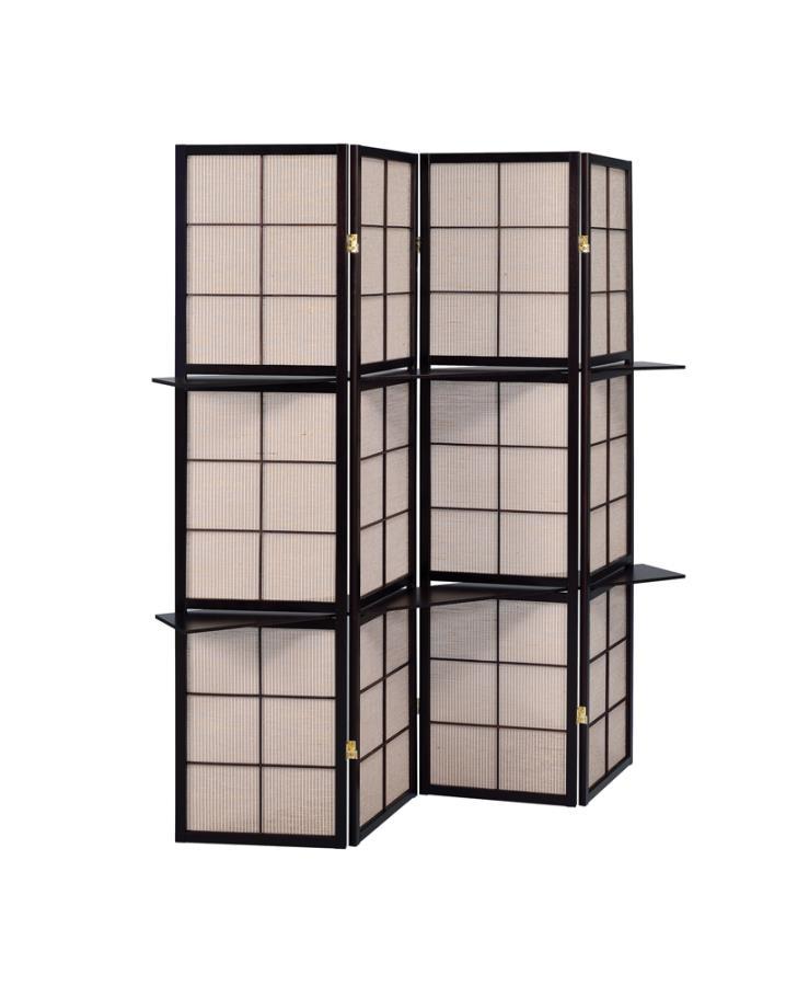 Iggy - 4-panel Folding Screen With Removable Shelves - Beige