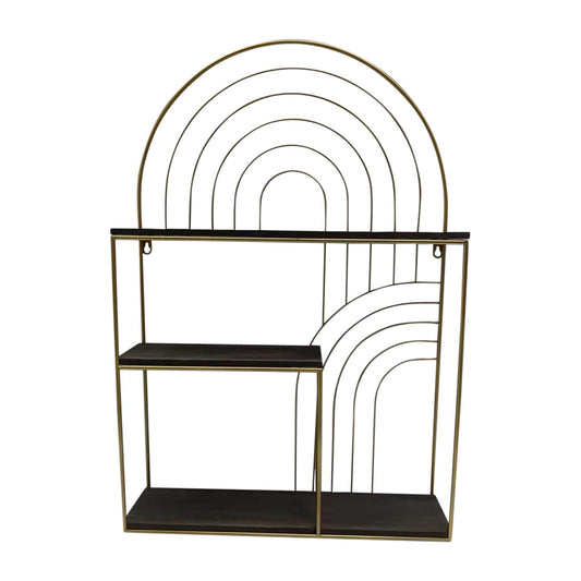 Metal / Wood Arches Wall Shelf 30" - Gray / Gold