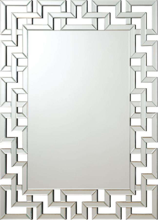 Forman - Interlocking GreEastern King Frameless Wall Mirror - Pearl Silver