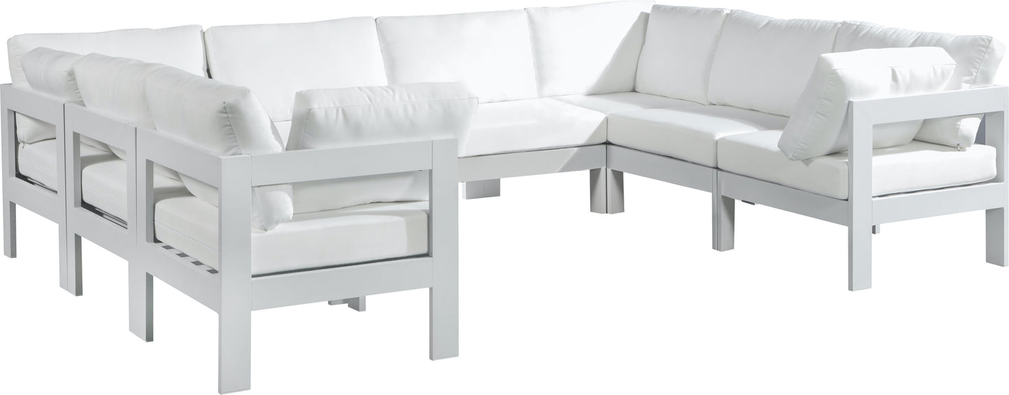 Nizuc - Outdoor Patio Modular Sectional 8 Piece - White - Metal