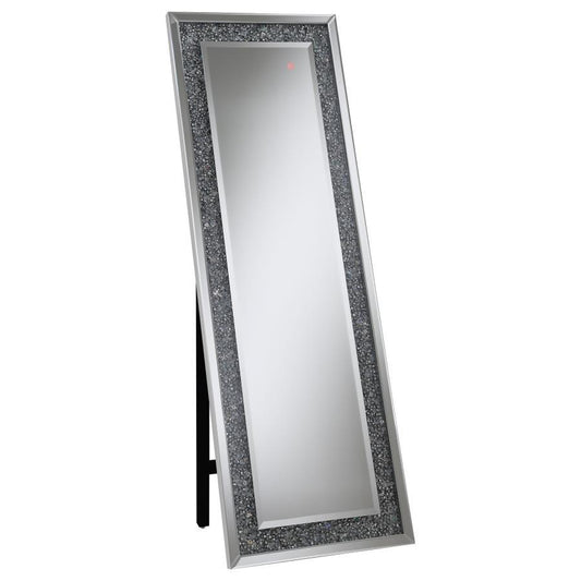 Carisi - Rectangular Standing Mirror With Led Lighting - Pearl Silver