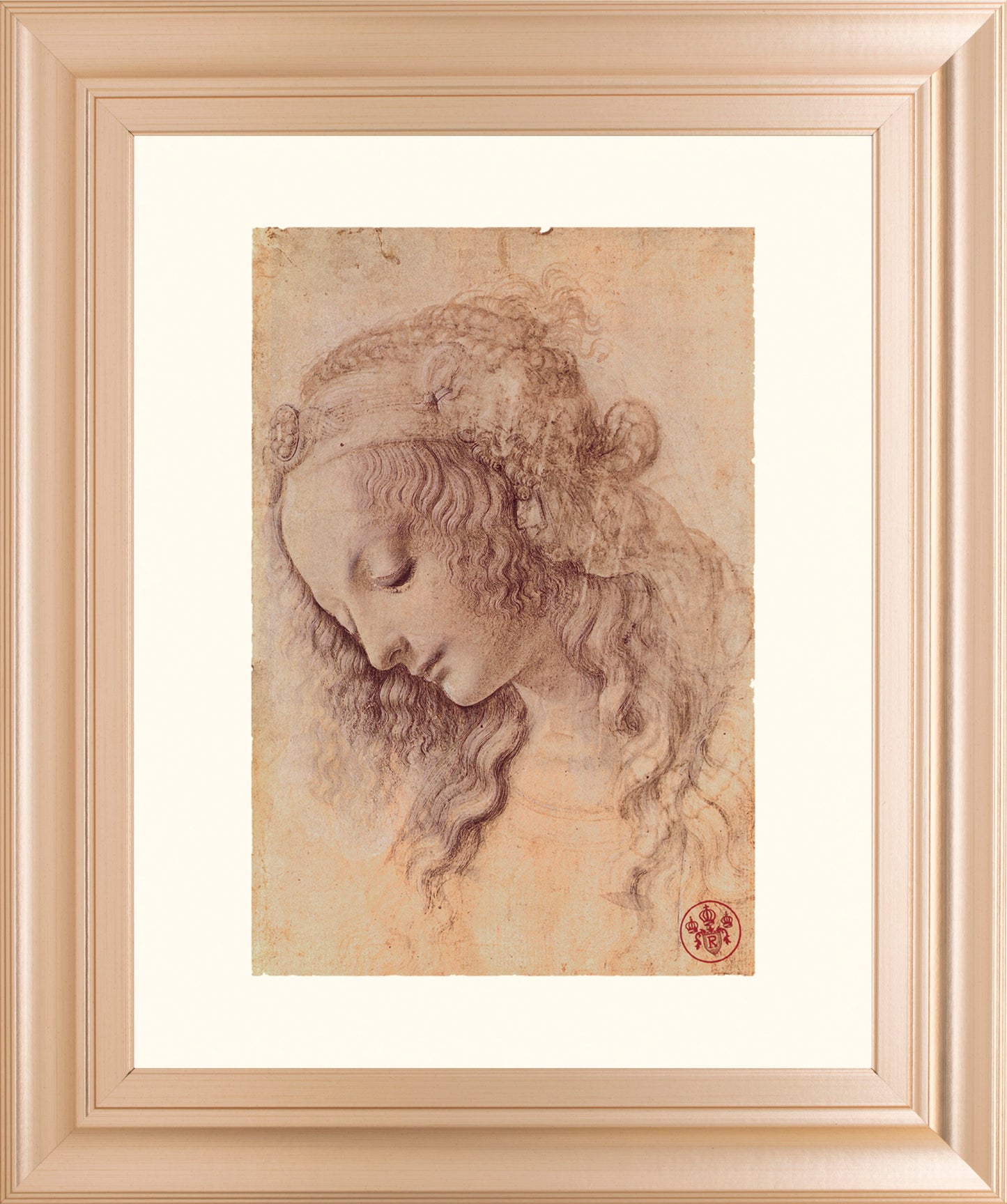 Testa Di Donna Di Profilo By Leonardo Da Vinci - Framed Print Wall Art