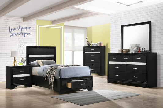 Miranda - Twin Bed 4 Piece Set - Black