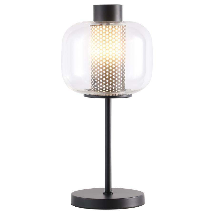 Table Lamp Metal With Glass - Black