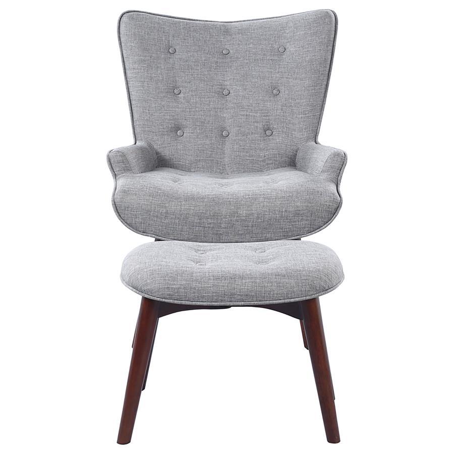 Willow - Upholstered Accent Chair With Ottoman - Pearl Silver