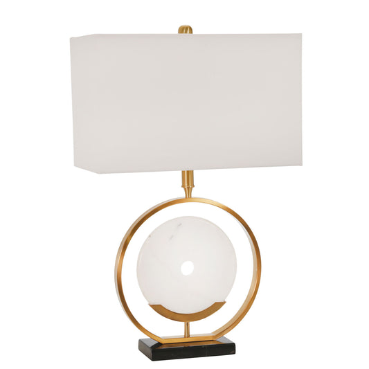 Metal Ring With Marble Disc Table Lamp 27.5" - Gold