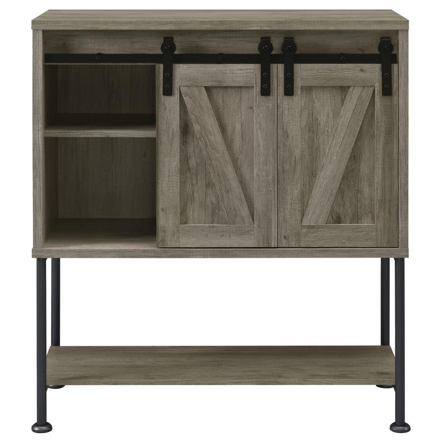 Claremont - Sliding Door Bar Cabinet With Lower Shelf - Pearl Silver