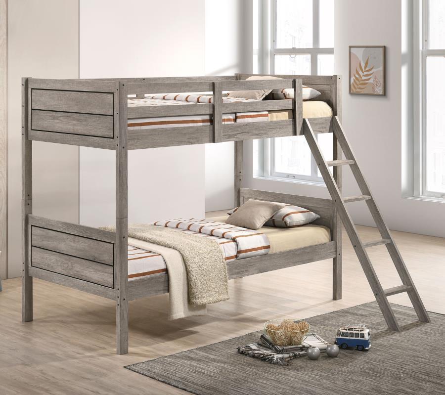 Ryder - Twin over Twin Bunk Bed - Gray