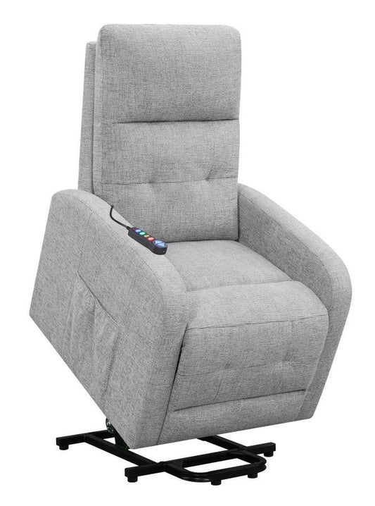 Howie - Tufted Upholstered Power Lift Recliner - Pearl Silver