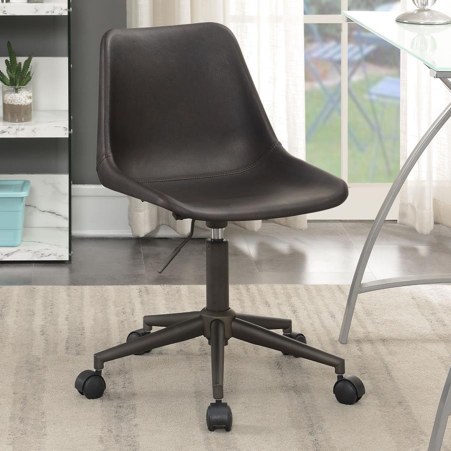 Carnell - Adjustable Height Office Chair With Casters - Brown