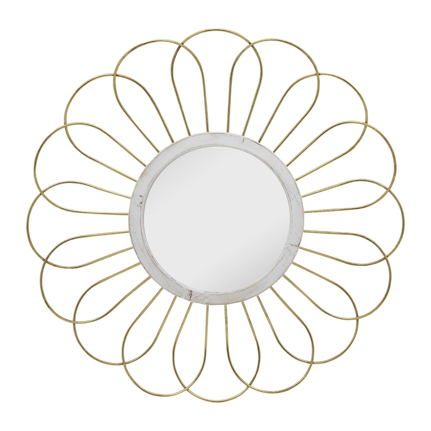 Metal Daisy Mirror 35" - Gold