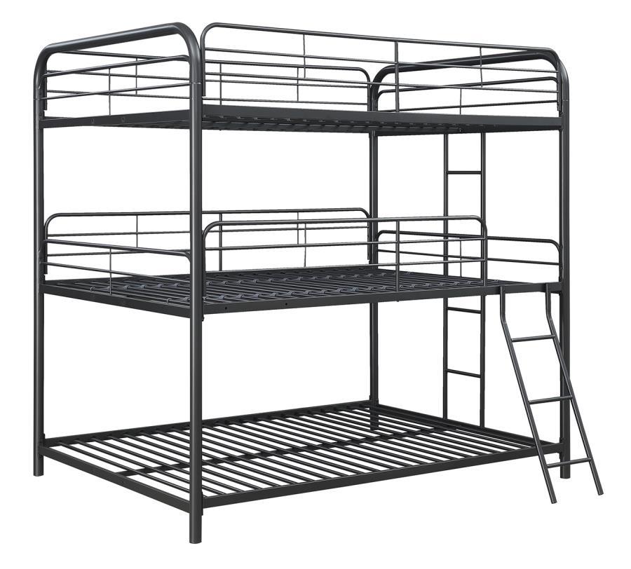 Garner - Triple Triple Full Bunk Bed With Ladder - Gray