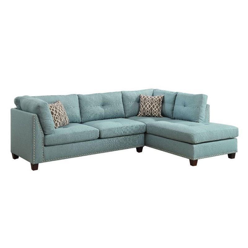 Laurissa - Sectional Sofa - Light Teal Linen - 35"