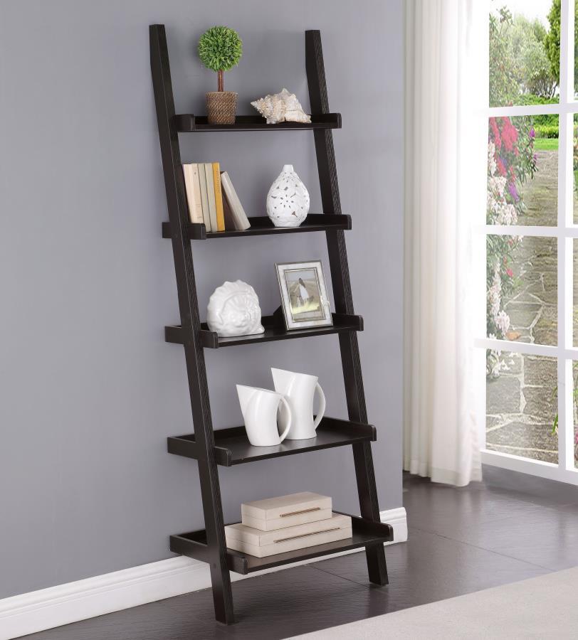 Colella - 5-Shelf Ladder Bookcase - Brown