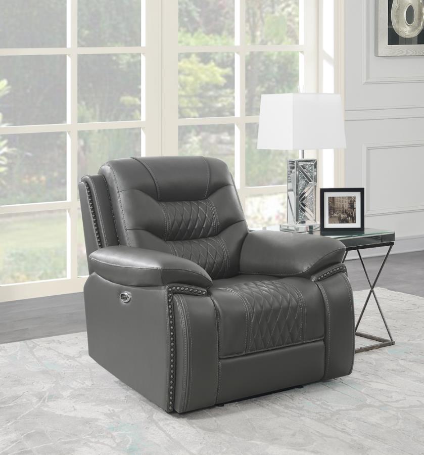 Flamenco - Tufted Upholstered Power Recliner - Gray