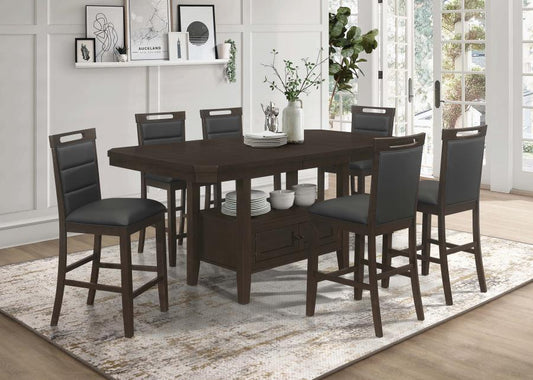 Prentiss - Counter Height Table 7 Piece Set - Dark Brown