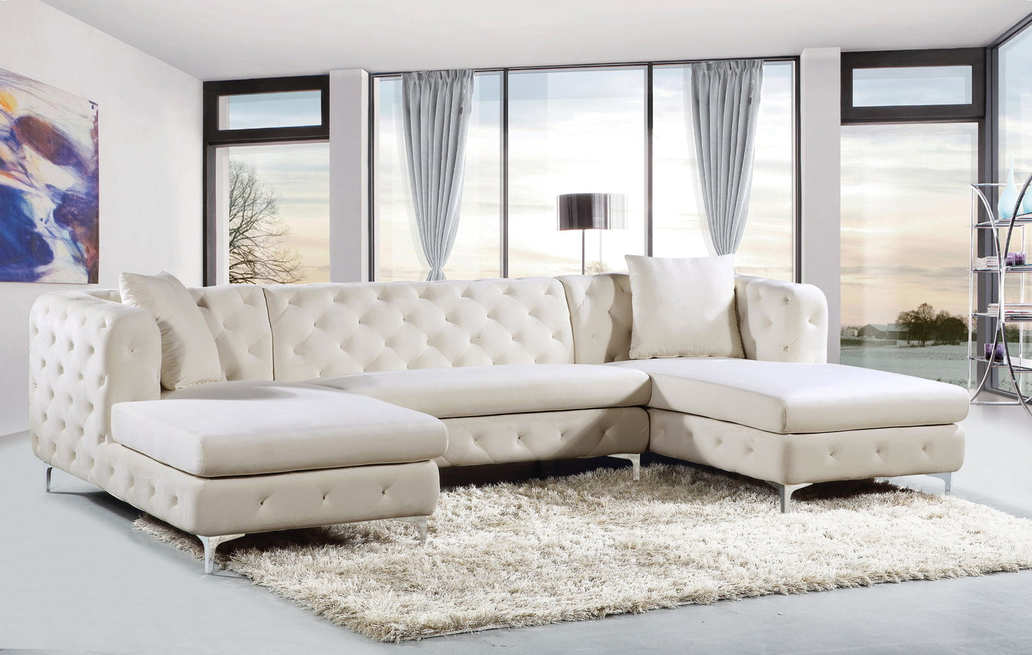 Gail Velvet- 3 Piece Sectional