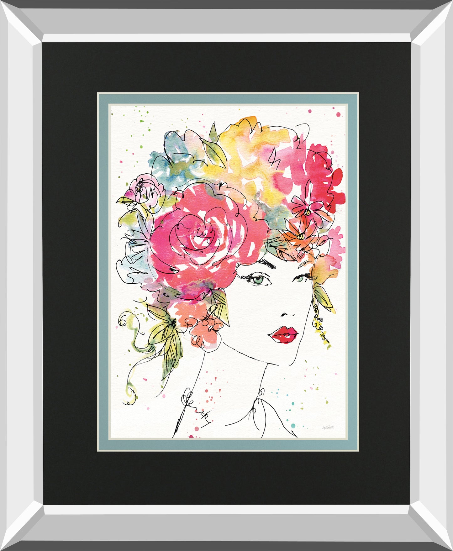 Floral Figures I By Anne Tavoletti Mirrored Frame