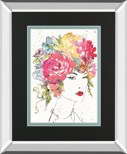 Floral Figures I By Anne Tavoletti Mirrored Frame